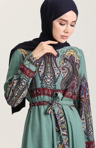 Unreife Mandelgrün Hijab Kleider 60199-01