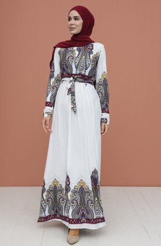 Ecru Hijab Dress 60199-02