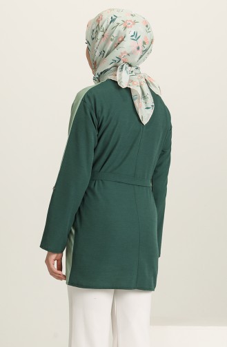 Çift Renkli Kuşaklı Tunik 3330-05 Mint Yeşili Zümrüt Yeşili