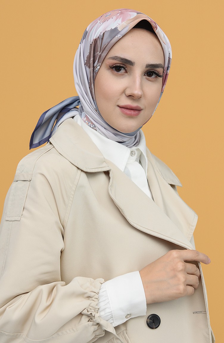 Karaca Dijital Baskılı Twill Eşarp 90827-05 Lila Bebek Mavisi
