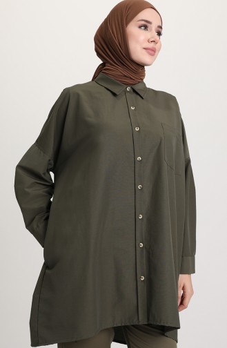 Khaki Overhemdblouse 8076-01