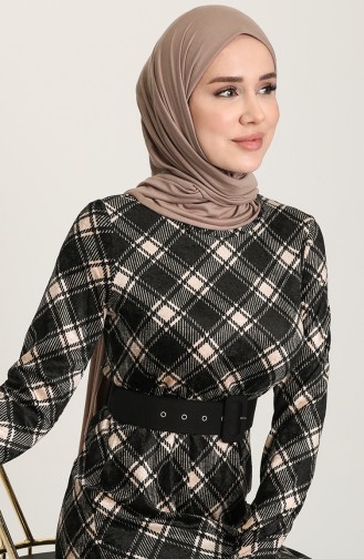 Beige Hijab Kleider 8901-04