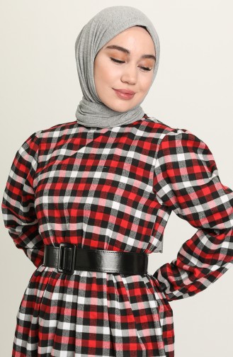 Rot Hijab Kleider 4001-03