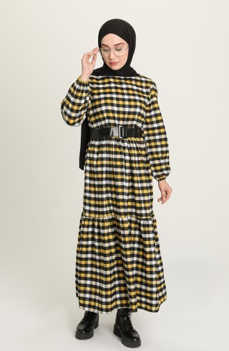 Gelb Hijab Kleider 4001-06