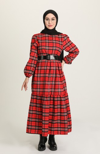 Red Hijab Dress 4002-03