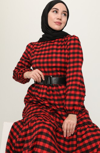 Rot Hijab Kleider 4003-05
