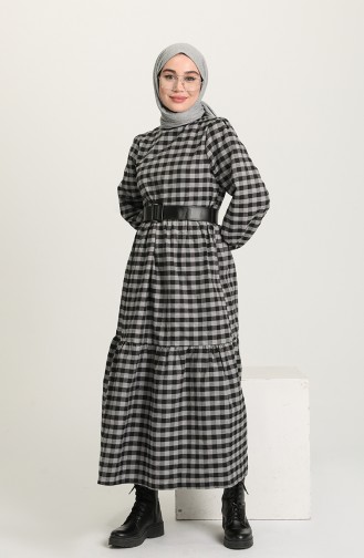 Grau Hijab Kleider 4003-06
