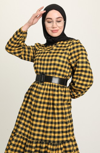 Senf Hijab Kleider 4003-07