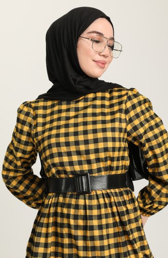 Senf Hijab Kleider 4003-07