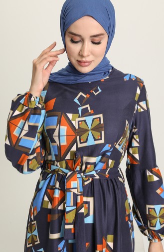 Dunkelblau Hijab Kleider 22K8487-01
