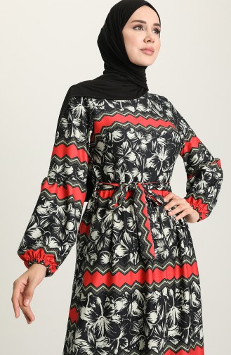 Red Hijab Dress 22K8487A-02