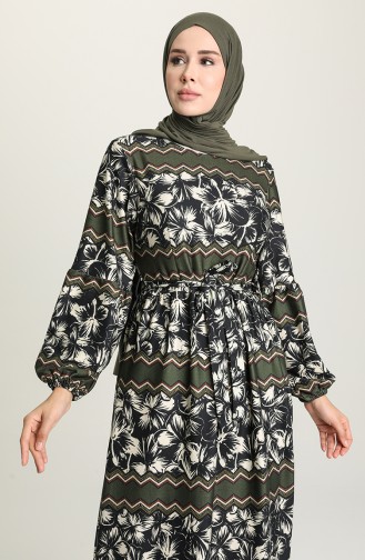Khaki Hijab Kleider 22K8487A-03