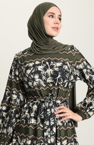 Khaki Hijab Dress 22K8487A-03