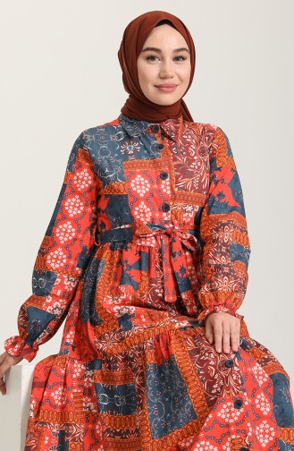 Orange Hijab Kleider 22K8489-01