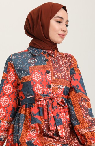Orange Hijab Dress 22K8489-01