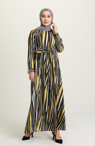Gelb Hijab Kleider 60268-02