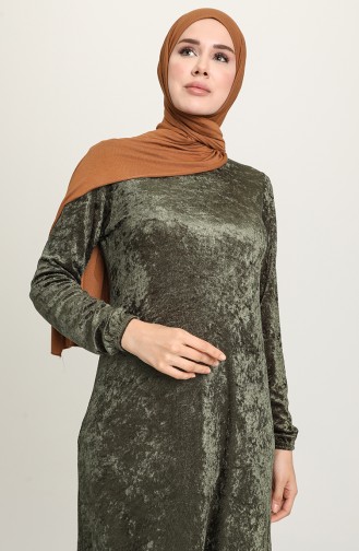Khaki Hijab Dress 8902-03