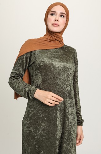 Khaki Hijab Kleider 8902-03