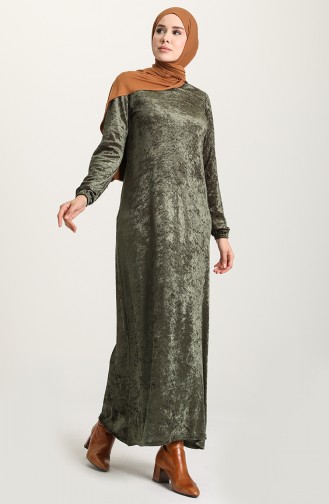 Khaki Hijab Dress 8902-03