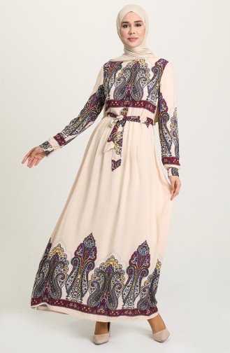 Beige Hijab Dress 60199-04