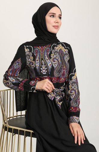 Schwarz Hijab Kleider 60199-05