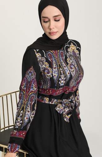 Schwarz Hijab Kleider 60199-05