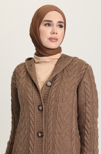 Triko Kapüşonlu Hırka 7010-02 Vizon
