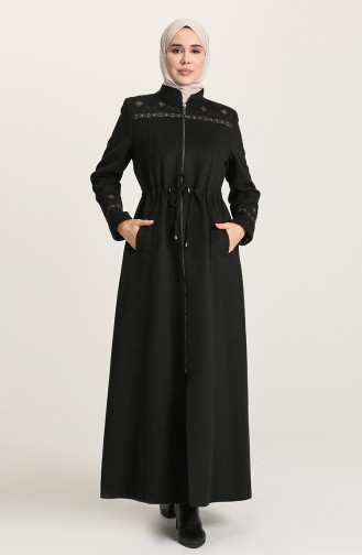 Nakışlı Kaşe Kaban 0429-01 Siyah