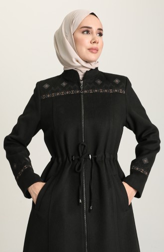 Nakışlı Kaşe Kaban 0429-01 Siyah