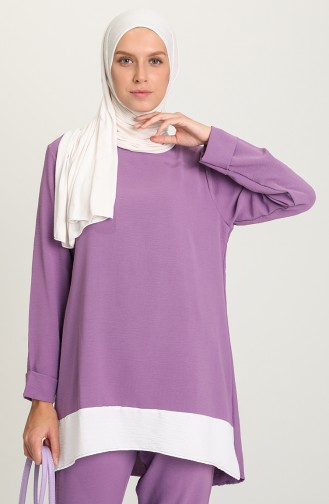 Aerobin Kumaş Tunik Pantolon İkili Takım 9510-02 Lila