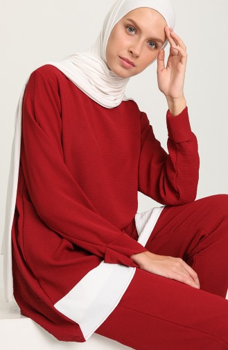 Aerobin Kumaş Tunik Pantolon İkili Takım 9510-03 Bordo