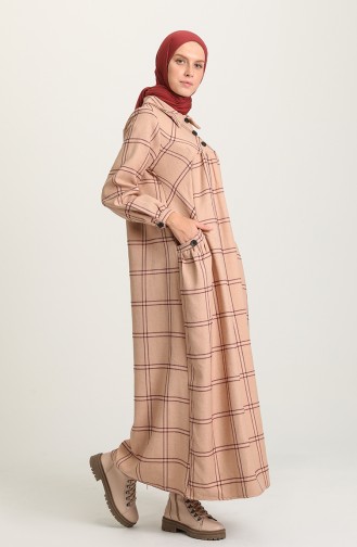 Beige Hijab Dress 22K8494A-04