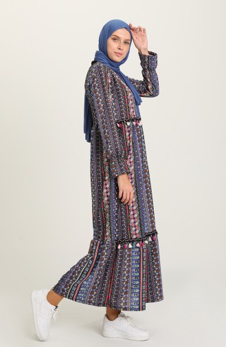 Indigo Hijab Dress 7022-01
