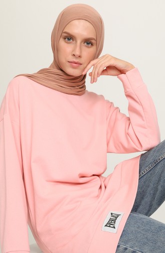 Düz Basic Tunik 2365-01 Pudra