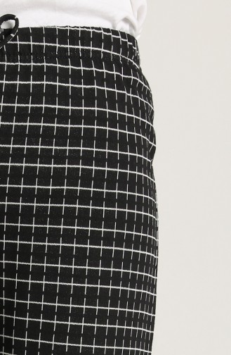 Çizgili Bol Paça Pantolon 2115A-01 Siyah