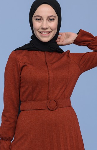Ziegelrot Hijab Kleider 5426-06