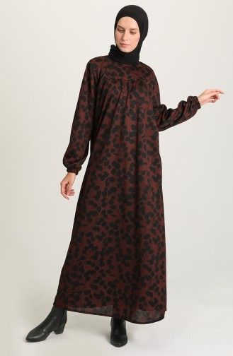 Brick Red Hijab Dress 22K8504-01