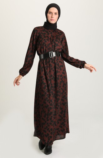 Brick Red Hijab Dress 22K8504-01