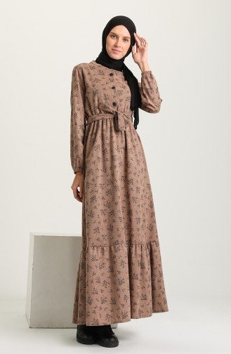 فستان بني مائل للرمادي 5069-03