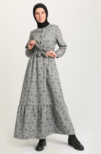 Gray Hijab Dress 5069-07