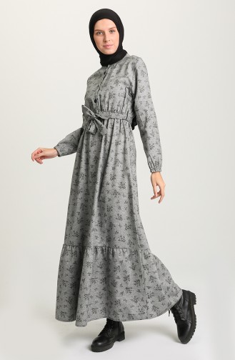 Gray Hijab Dress 5069-07