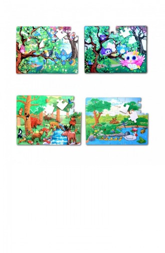 4 Set 96 Parça Tox Orman Ve Baykuş 5 Keçe Yapboz 5 Yaş Puzzle T15 T17 T010500296