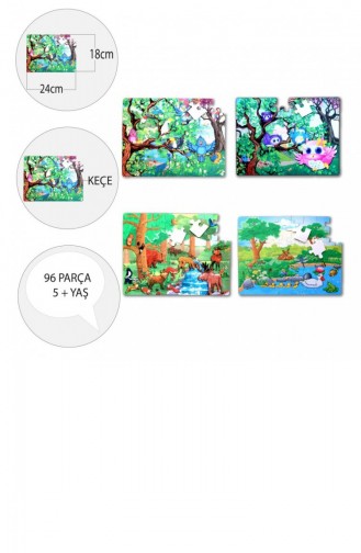 4 Set 96 Parça Tox Orman Ve Baykuş 5 Keçe Yapboz 5 Yaş Puzzle T15 T17 T010500296