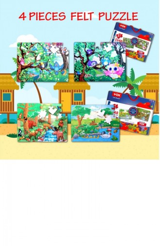 4 Set 96 Parça Tox Orman Ve Baykuş 5 Keçe Yapboz 5 Yaş Puzzle T15 T17 T010500296
