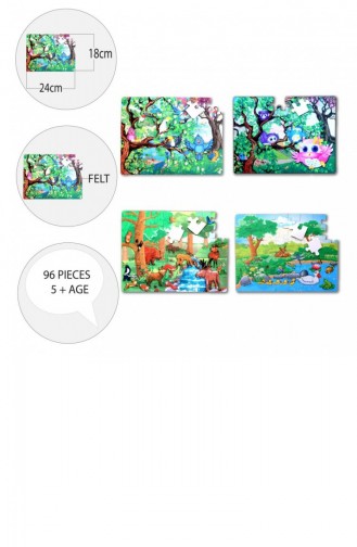 4 Set 96 Parça Tox Orman Ve Baykuş 5 Keçe Yapboz 5 Yaş Puzzle T15 T17 T010500296
