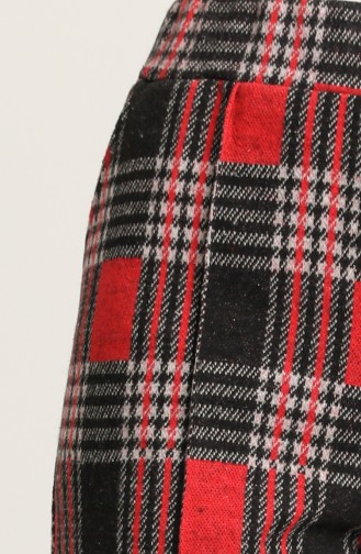 Ekose Desenli Kışlık Pantolon 0081-03 Kırmızı