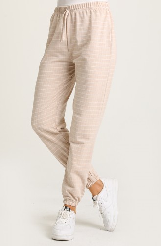 Çizgili Jogger Pantolon 2116A-02 Bej
