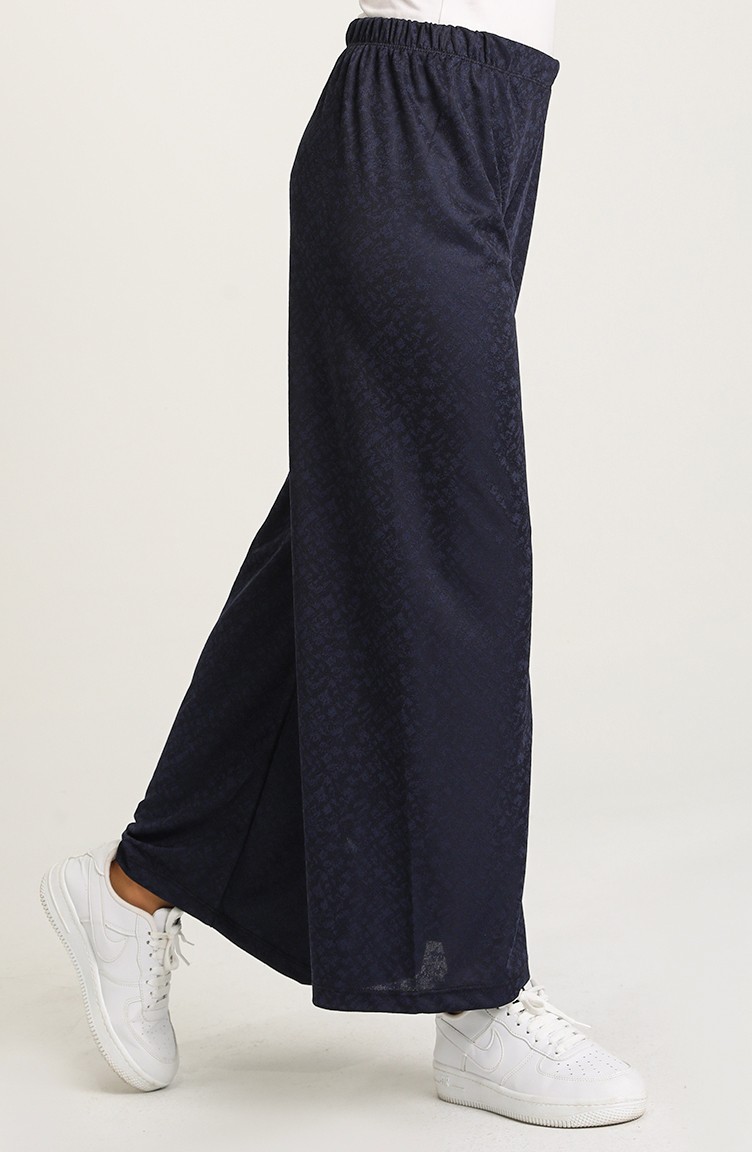 Desenli Bol Paça Pantolon 0249K-02 Lacivert
