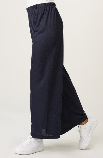 Desenli Bol Paça Pantolon 0249K-02 Lacivert