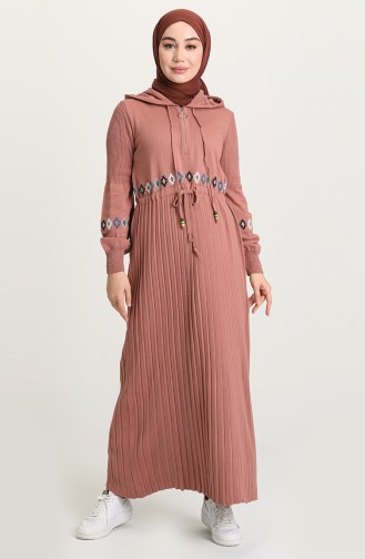 Beige-Rose Hijab Kleider 8255-01